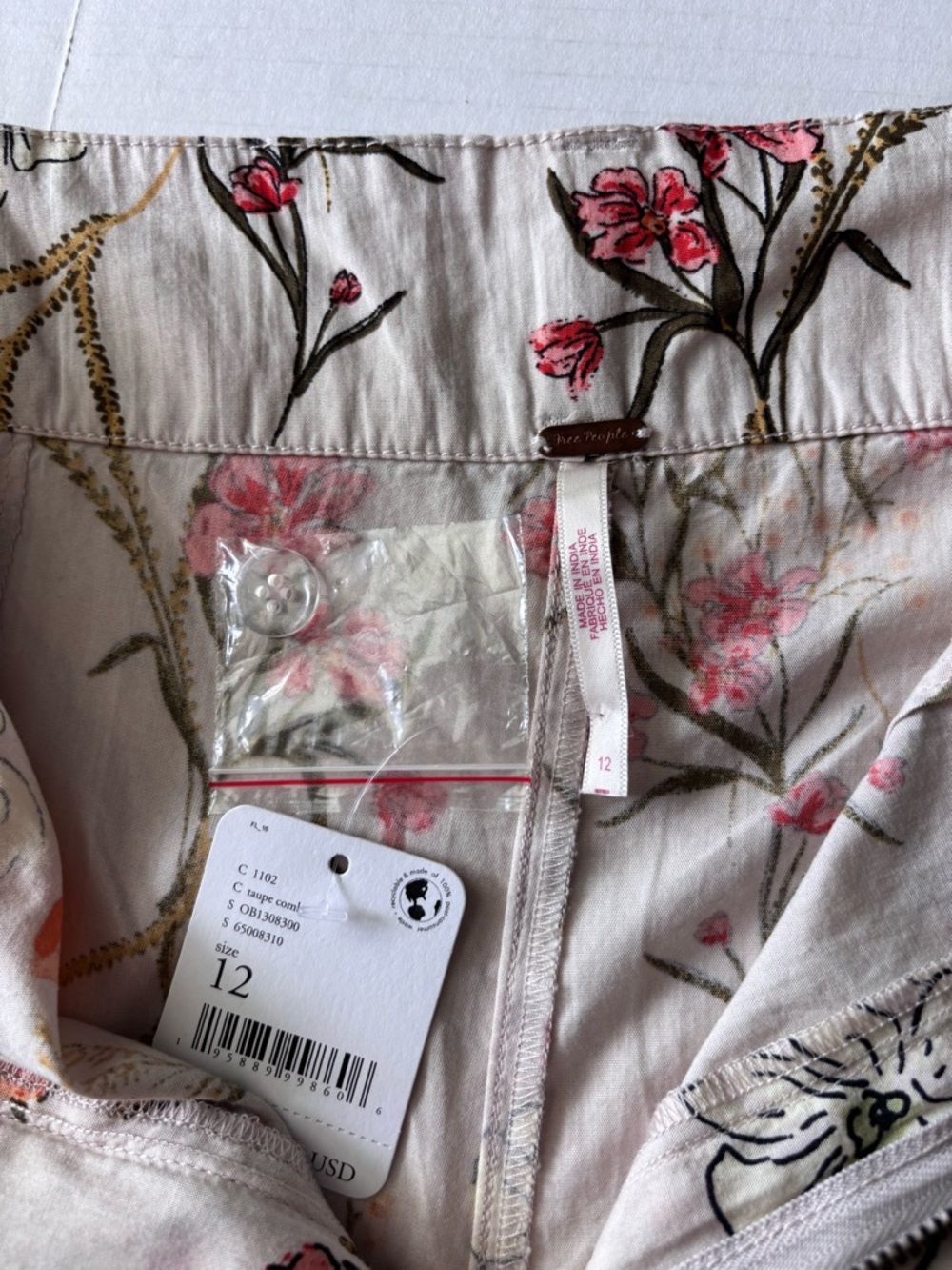Free People Cream Floral Wide Leg Pants - Picture 6 of 14